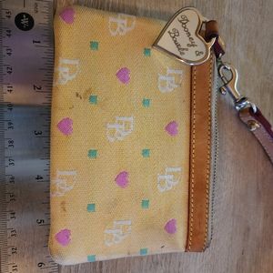 Vintage Dooney & Bourke Yellow Heart Wristlet Coinpurse